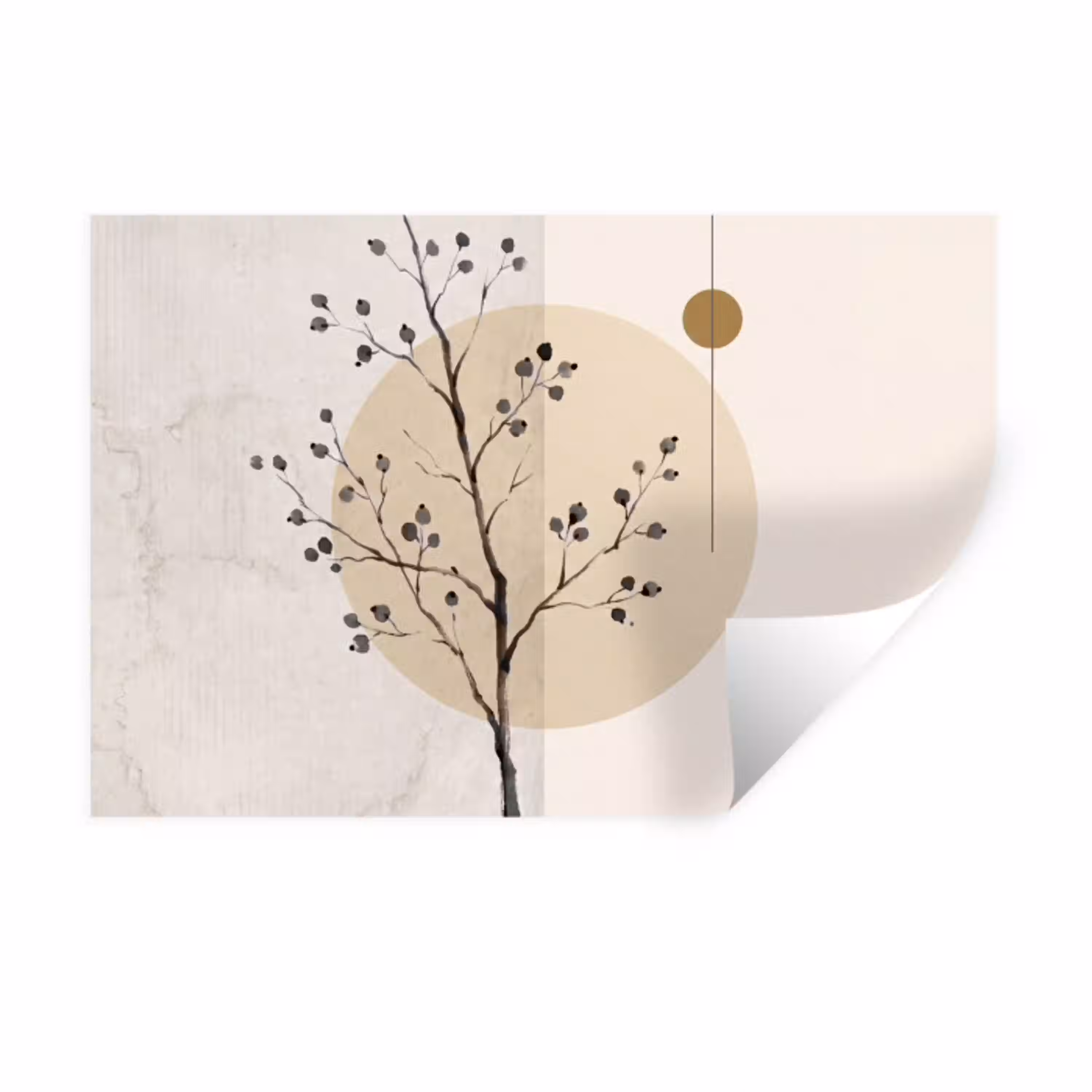 Plant - Abstract - Beige Muursticker klein -3d