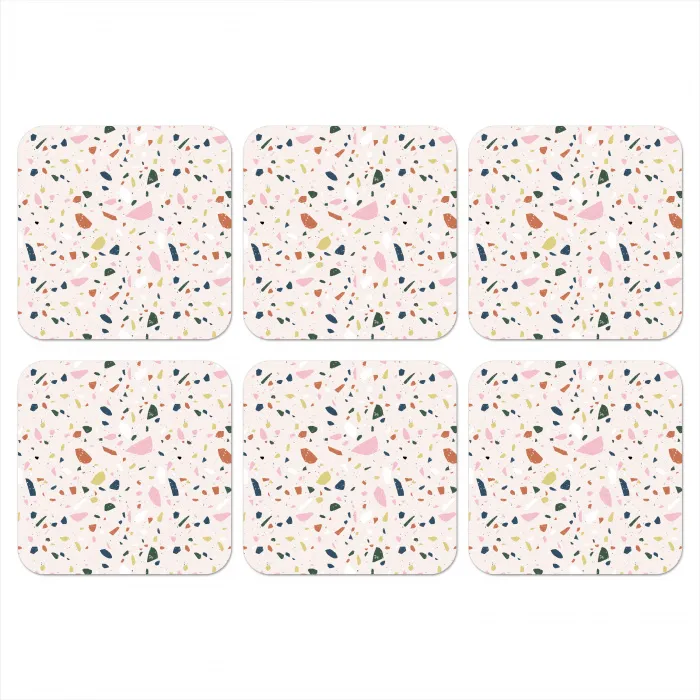 Terrazzo - Patroon - Kleurrijk onderzetter kurk middel 366 -3d