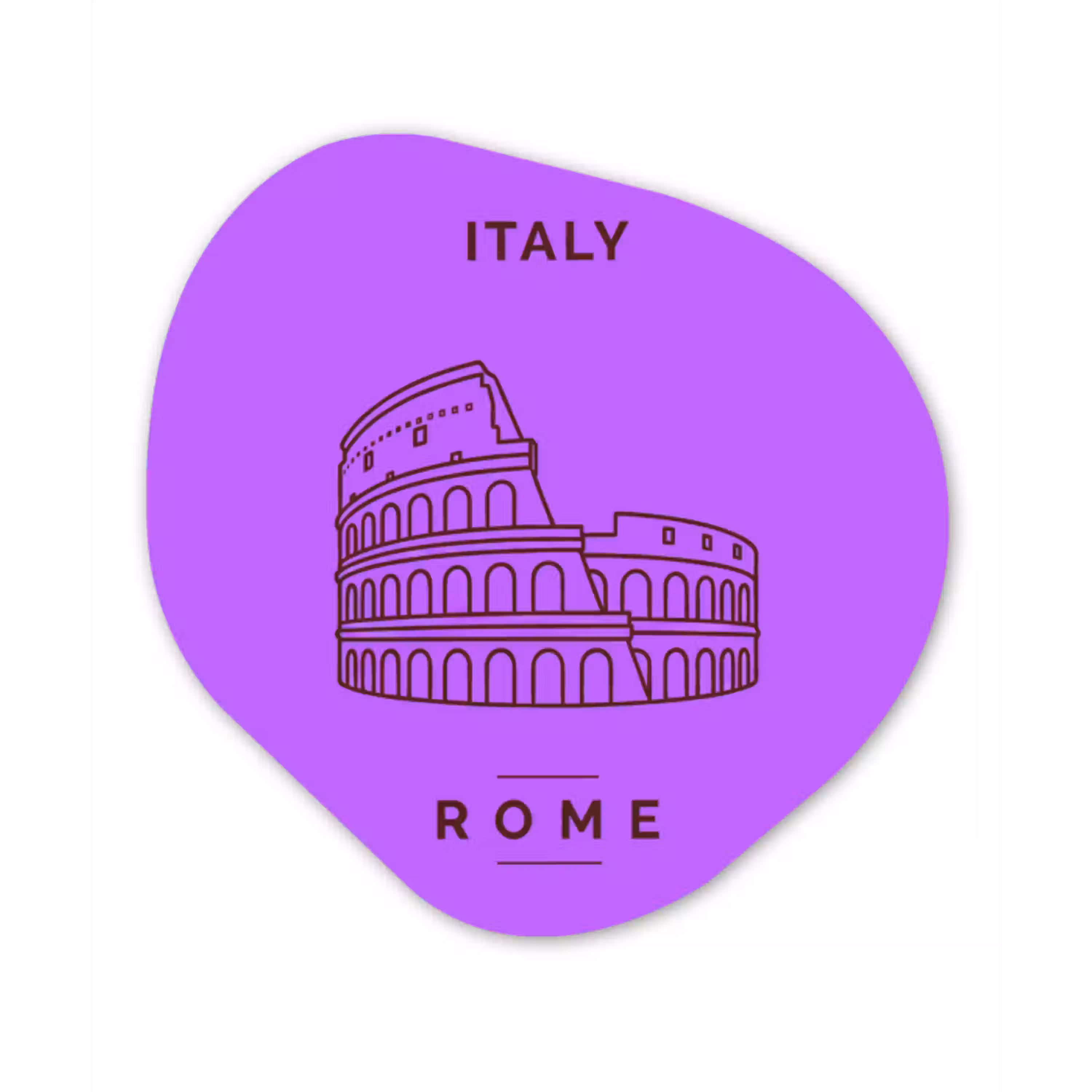 Architectuur - Colosseum - Rome - Minimalistisch - Paars Wandcirkel Organisch Forex 3mm klein -3d