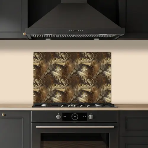 Tropisch - Bladeren - Goud keuken achterwand spatscherm klein 900 -sfeer1