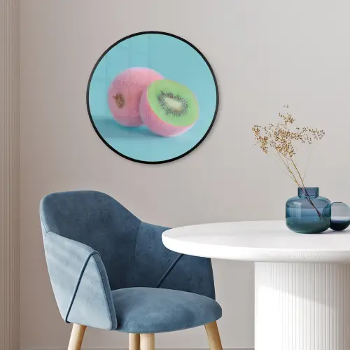 Kiwi - Blauw - Surrealistisch Fotolijst rond zonder passe partout klein -sfeer2