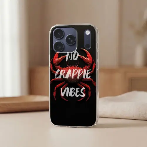 Krab - Rood - Tekst - Zwart Telefoonhoesje iPhone 17 Pro klein -sfeer2