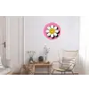 Smiley - Bloem - Roze Wandcirkel aluminium klein -woonkamer