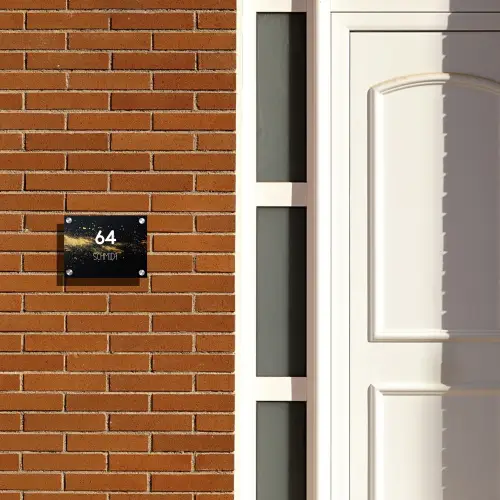 Gouden verfspatten - Modern Naambord Rechthoek middel -sfeer3-rechthoek-S