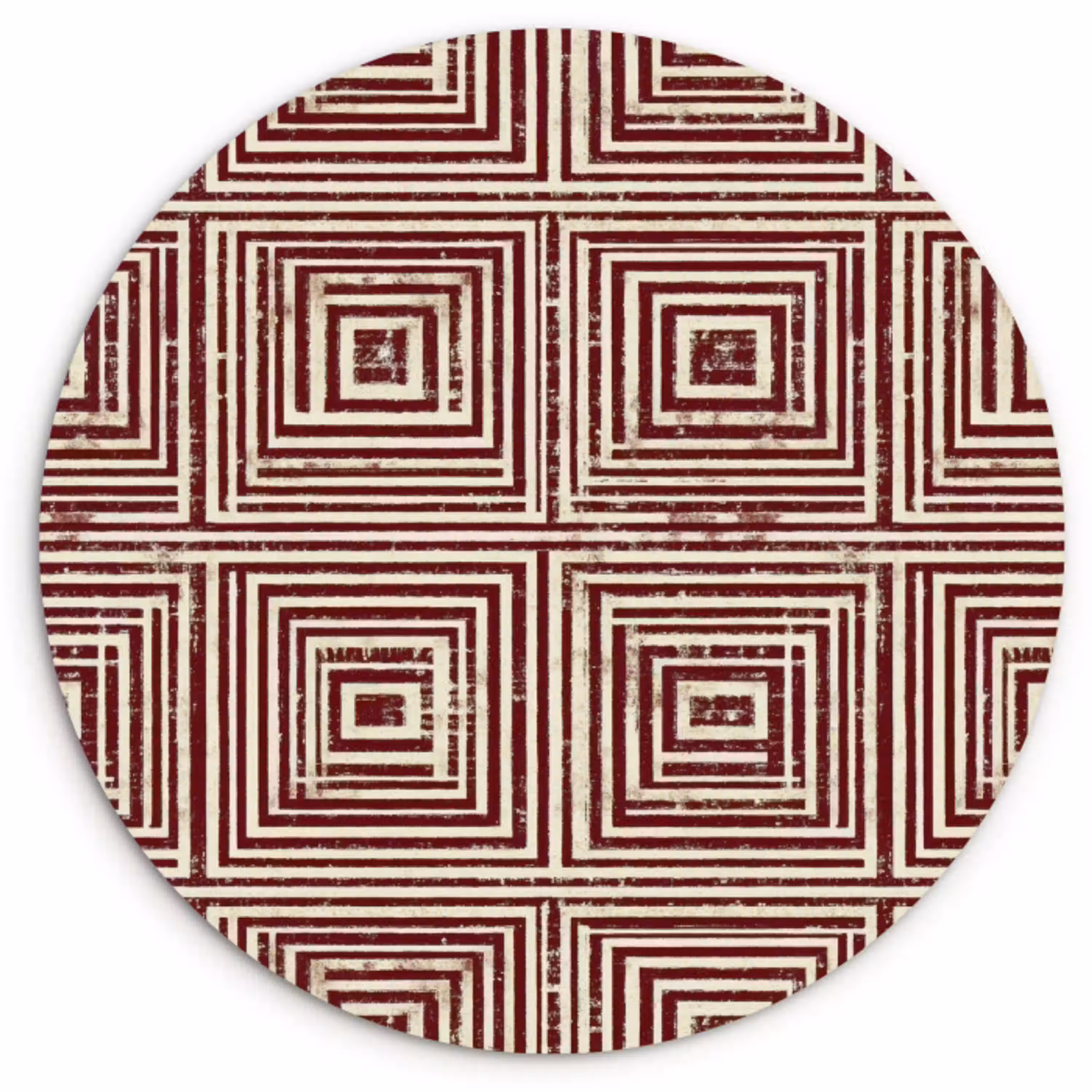 Geometrisch - Patroon - Rood Wandcirkel kunststof plaat 5mm dik klein 188 -3d