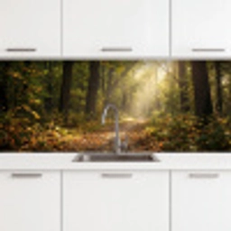 Zonlicht - Bospad - Bomen keuken achterwand 2 middel -3d