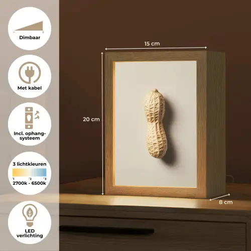 Pinda - Ruw - Beige Light Box met kabel (Tafellamp) klein -USP_NL