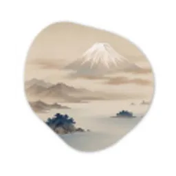 Japans - Landschap - Beige Wandcirkel Organisch Forex 3mm klein -3d
