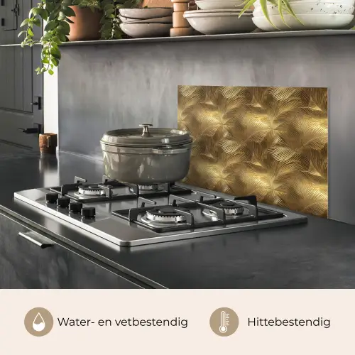 Palm - Waaier - Goud keuken achterwand spatscherm klein 900 -usp_NL