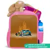 Blauwe auto met gele vlammen Kinderrugzak - Roze middel -inhoud_NL