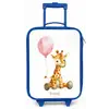 Giraffe met roze ballon Kinderkoffer - Blauw klein -zz3dotto