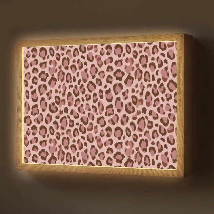 Luipaard - Patroon - Roze Light Box met batterij (Wandlamp) middel 907 -z3d_website