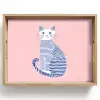 Kat - Illustratie - Minimalistisch - Roze Dienblad Rechthoek middel -z3d_shopping