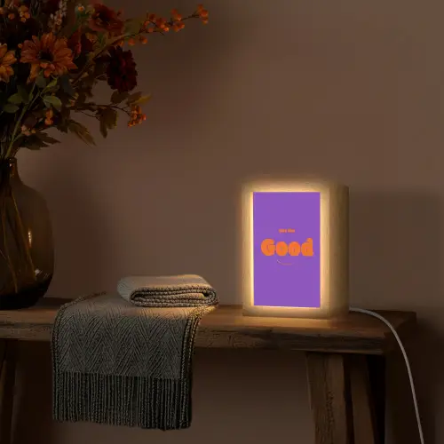 See the good - Oranje - Paars - Smiley Light Box met kabel (Tafellamp) klein -sfeer4