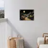 Gouden rivier - Bergen - Maan - Sterrenhemel tuinposter los doek klein -sfeer8