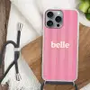 Roze - Gestreept - Belle Hoesje iPhone 16 Pro Max met koord klein -sfeer4