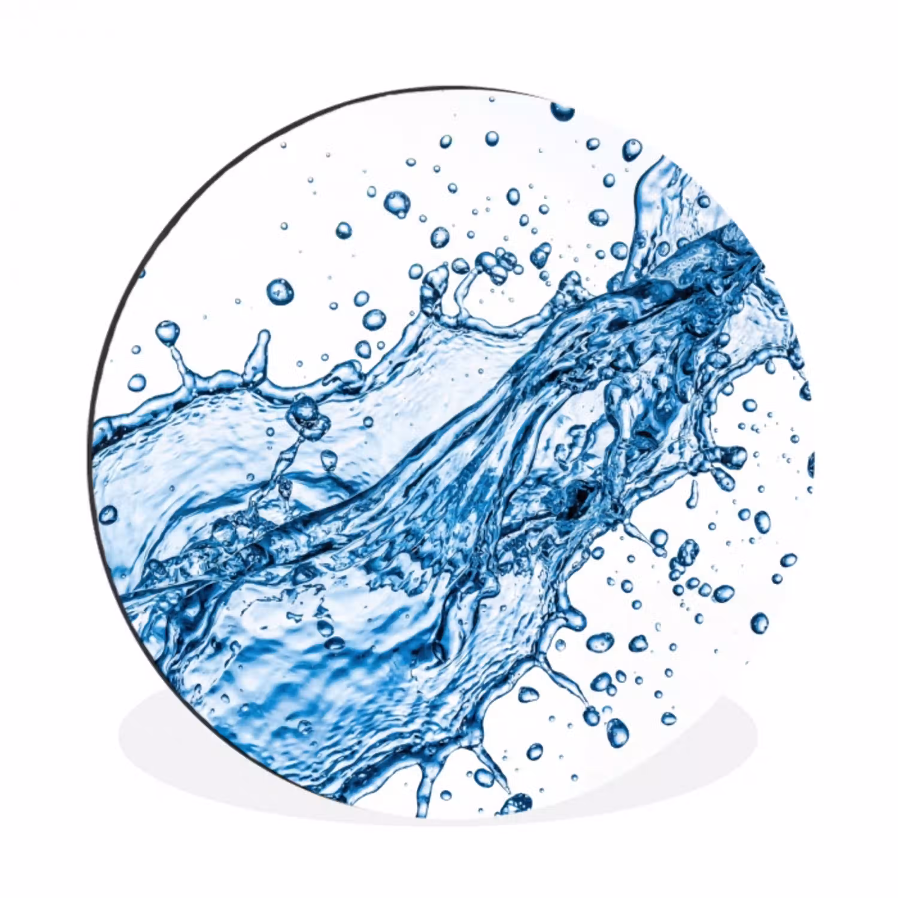 Spash - Water - Blauw Wandcirkel aluminium klein -3d