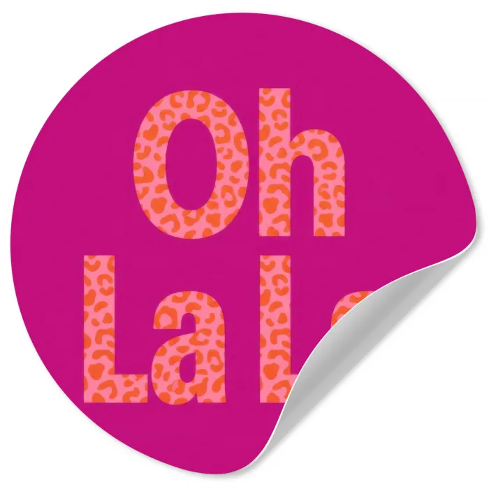 Oh la la - Luipaardprint - Roze Wandcirkel behangsticker klein -3d