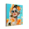 Bloemen - Vrouw - Zonnebril - Blauw aluminium wit klein -3d