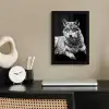 Wilde dieren - Wolf - Zwart - Wit fotolijst zwart zonder passe partout klein -sfeer1