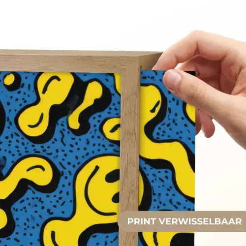Smileys - Geel - Blauw Light Box met batterij (Wandlamp kind) middel -USP_websiteprintNL