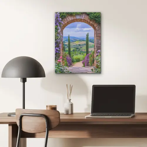 Doorkijk - Toscane - Landschap - Poort PET vilt klein -sfeer5
