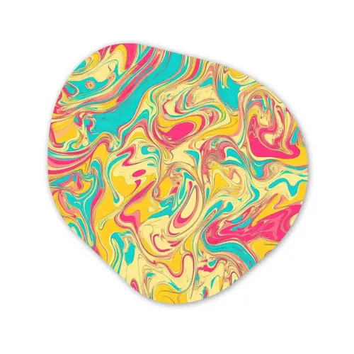 Geel - Roze - Blauw - Retro Wandcirkel Organisch Forex 3mm klein -3d