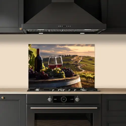 Wijn - Druiven - Heuvels - Landschap keuken achterwand spatscherm klein -sfeer1