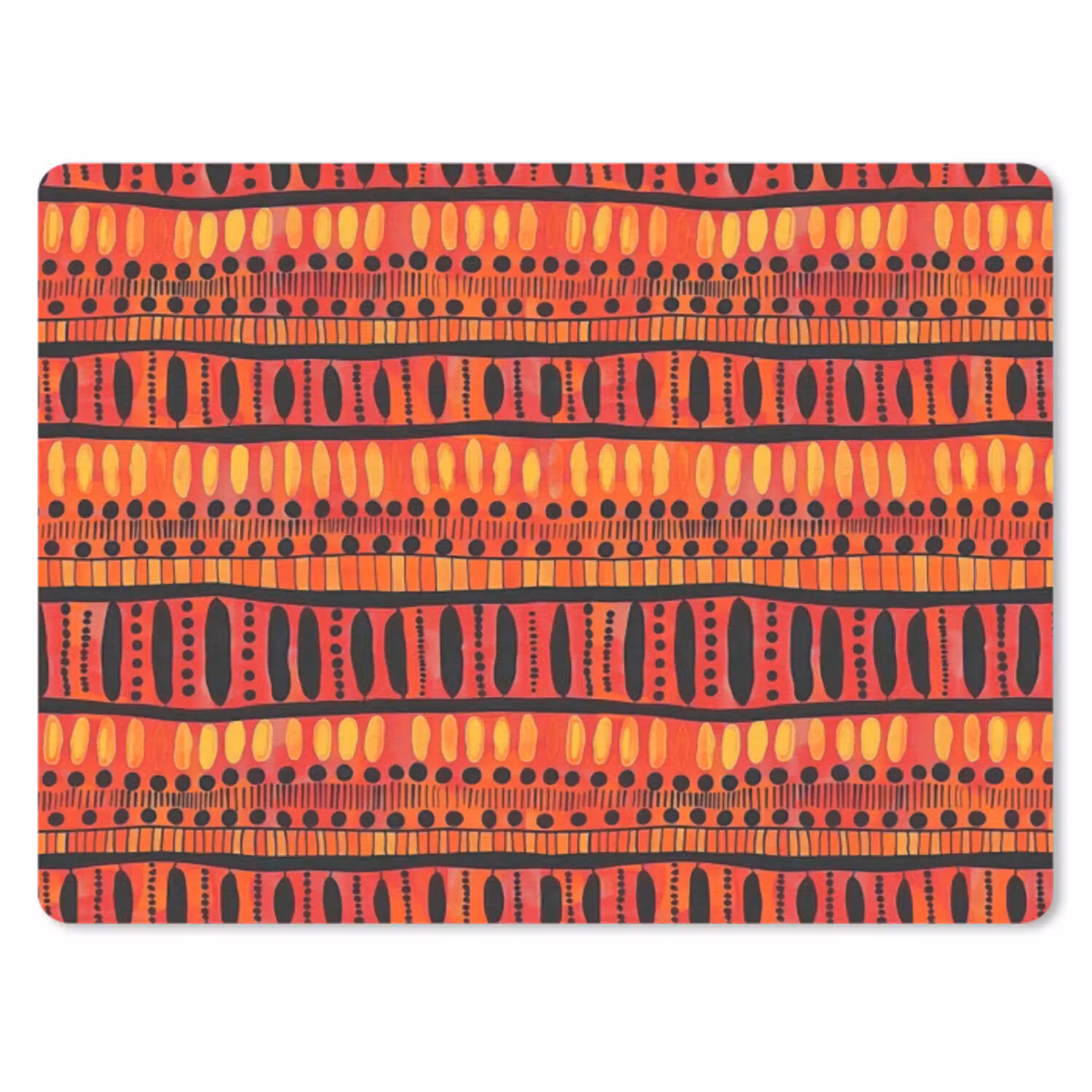 Rood - Oranje - Etnisch - Expressief - Patroon muismat rubber klein 262 -3d