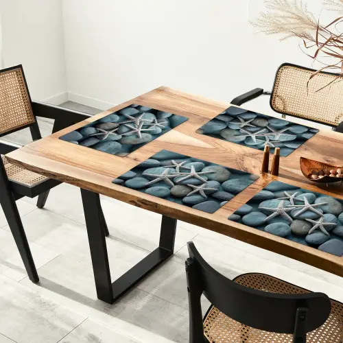 Zeesterren - Stenen - Wit Placemat vinyl groot -zzsfeer4_Kitchenyeah-website