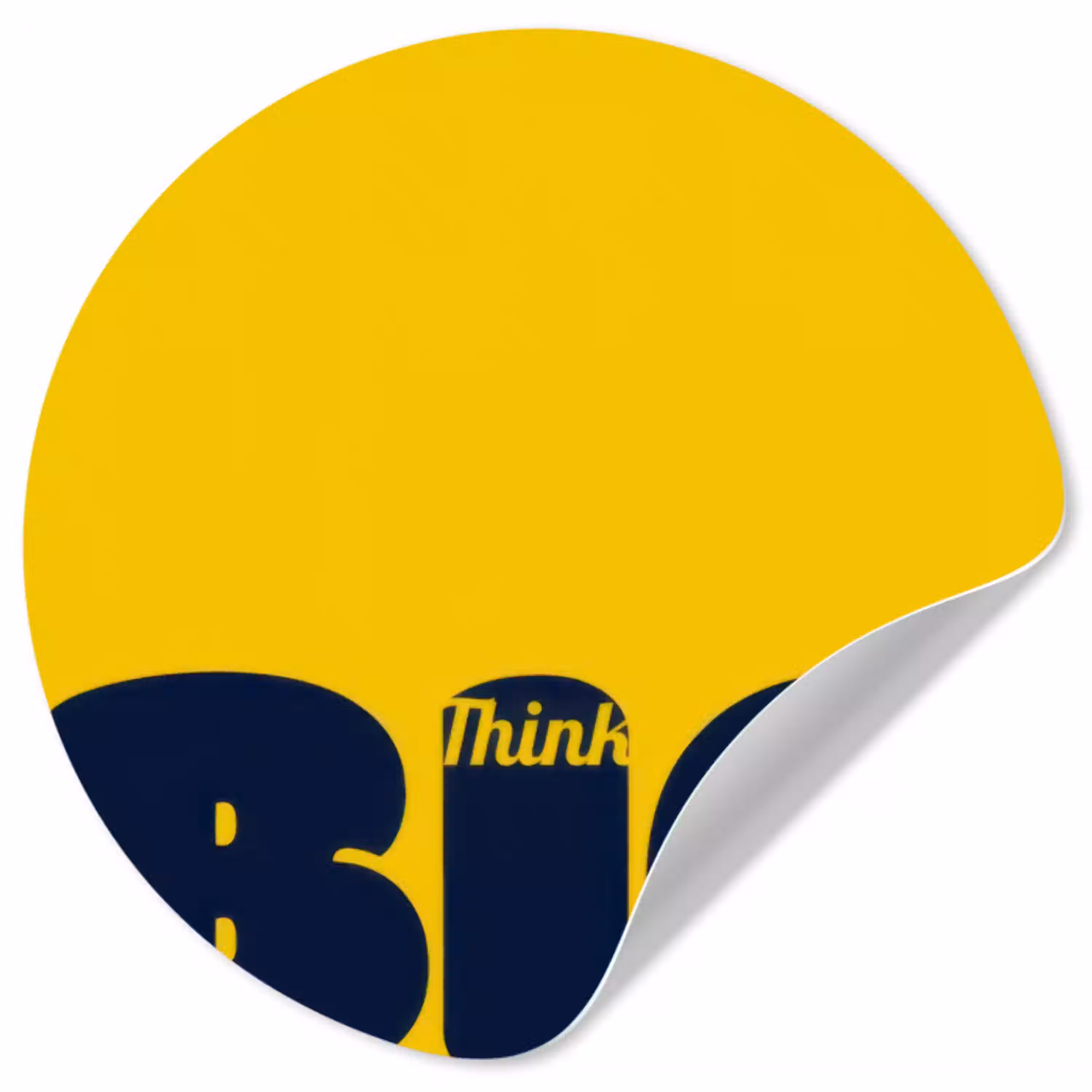 Geel - Think big - Grafisch Wandcirkel behangsticker klein -3d