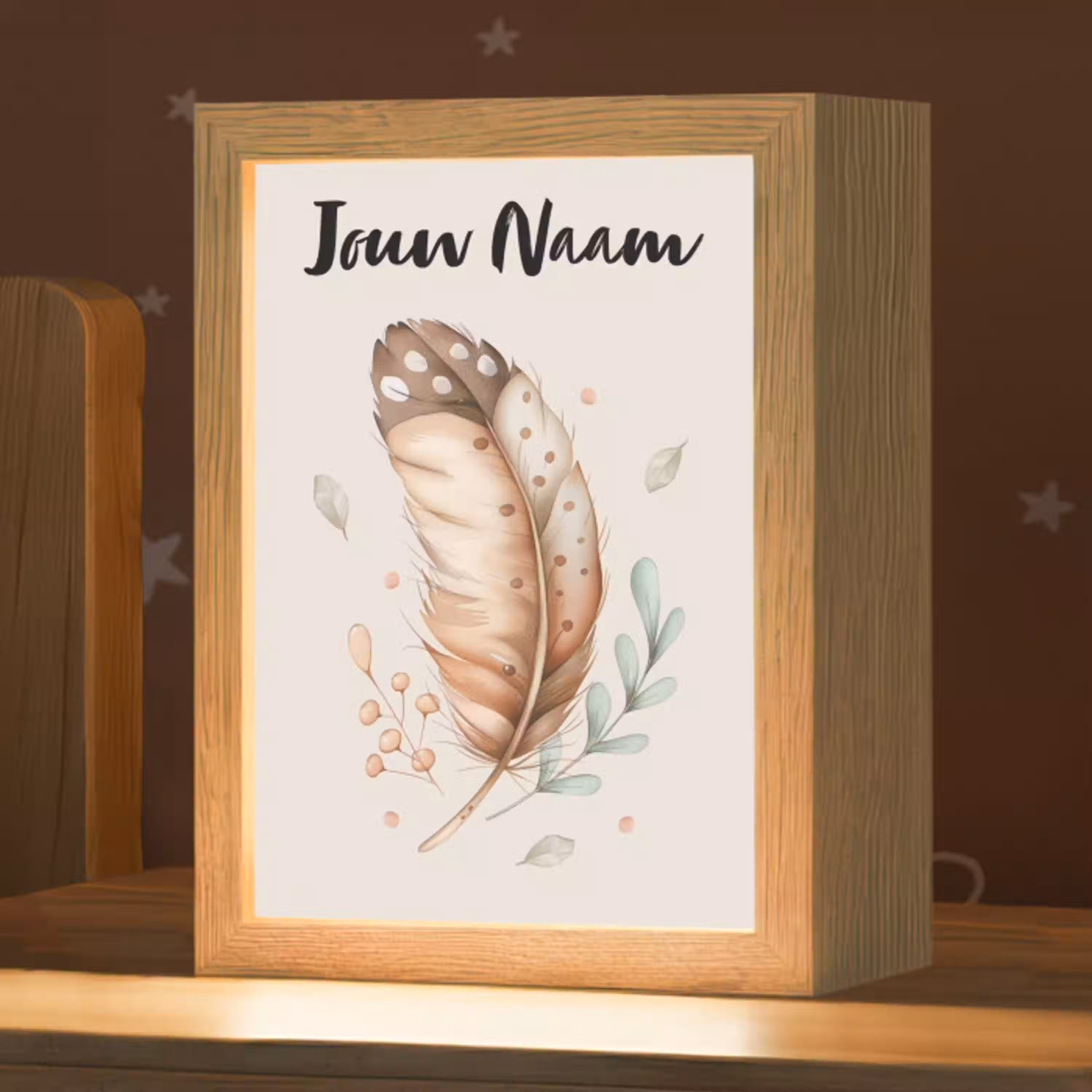 Veer - Bohemian - Boho - Pastel kleuren Light Box met kabel (Kinderlampje) klein -zzz_3d_website