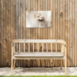 Bloem - Beige - Verf - Schaduw Tuinposter op houten frame 2 cm dik klein -sfeer4