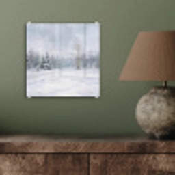 Bospad - Dennen - Sneeuw - Winter - Rustgevend plexiglas 5mm klein -sfeer3