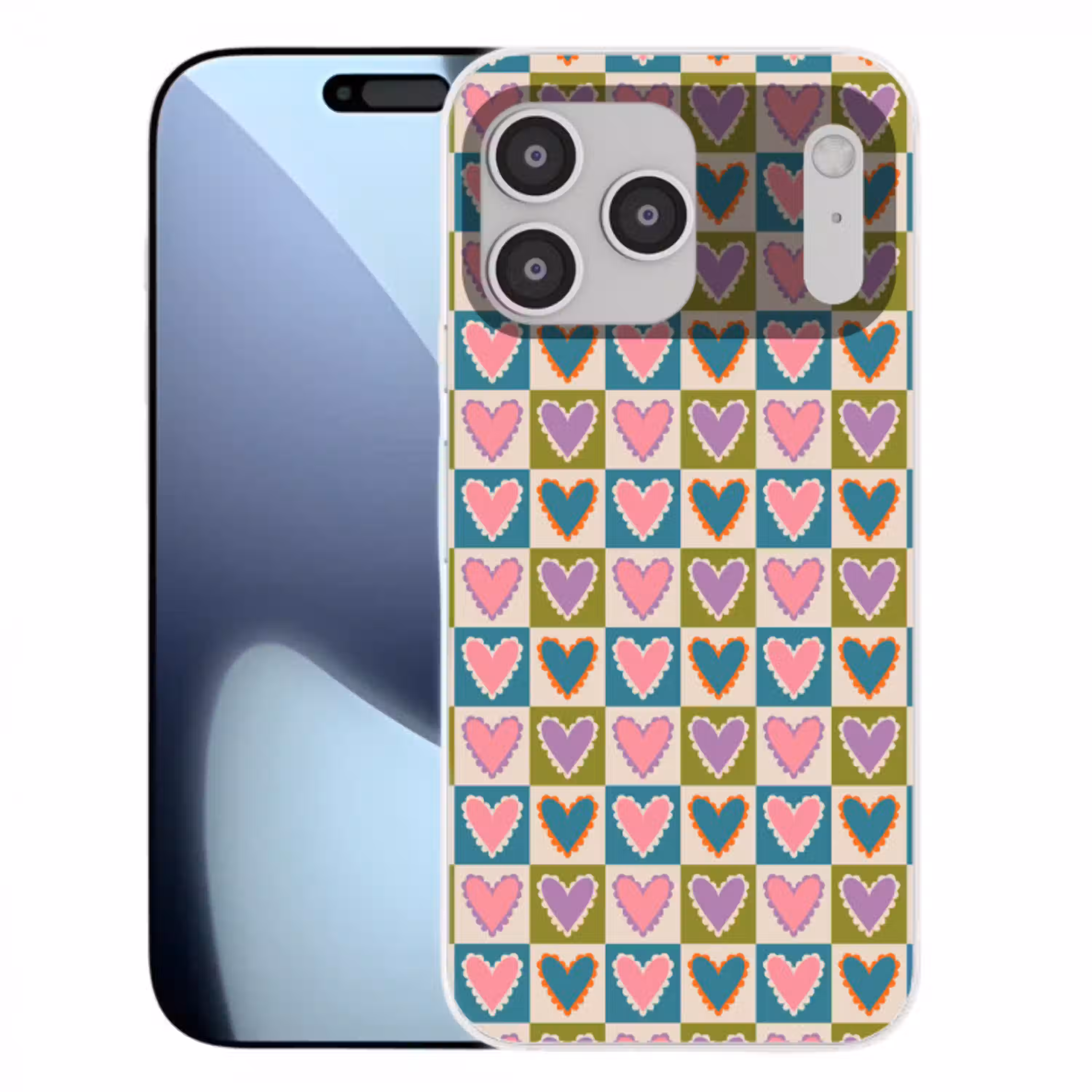 Retro - Kleuren - Patroon - Hartjes Telefoonhoesje iPhone 17 Pro Max klein 879 -3d