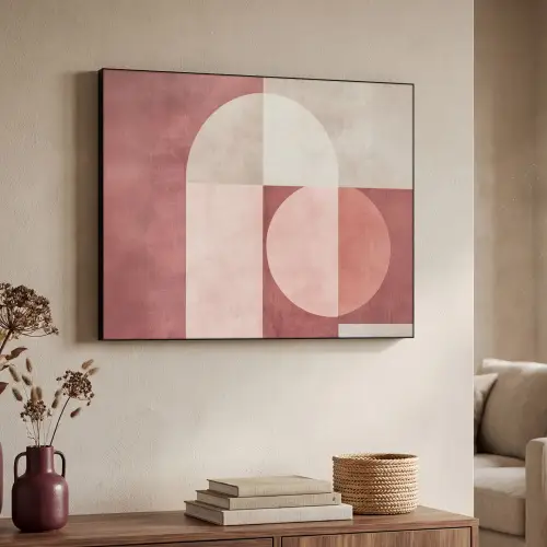 Figuren - Abstract - Roze Textielframe - compleet frame klein -sfeer3
