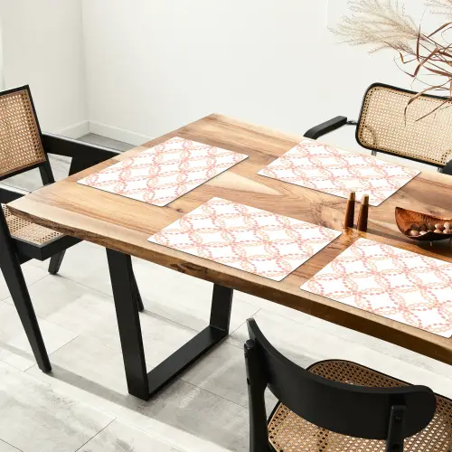Koraalkleur - Vlechtmotief - Wit Placemat vinyl groot 368 -zzsfeer4_Kitchenyeah-website