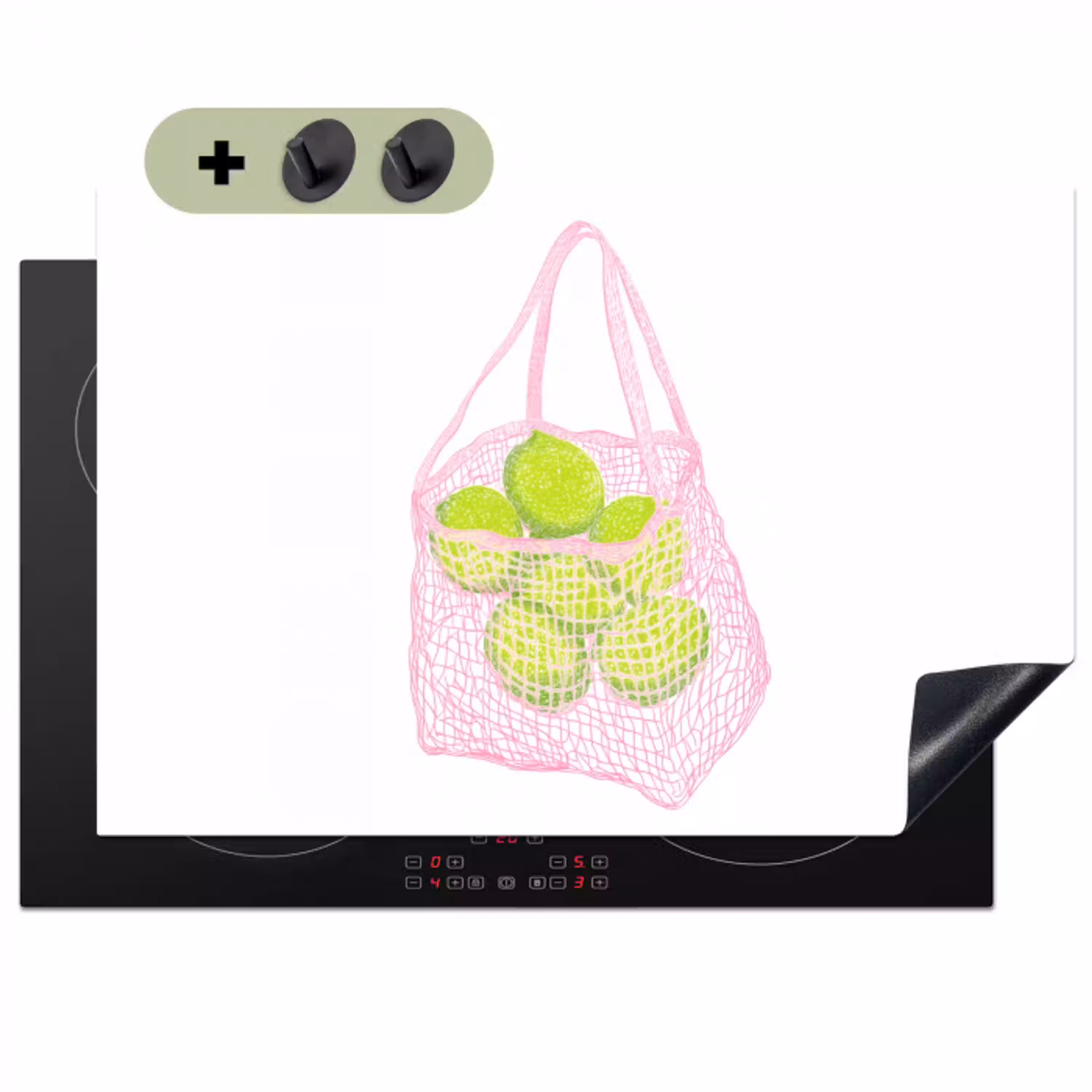 Netzakje - Roze - Illustratie - Limoenen Inductie beschemer met haakjes klein -3d