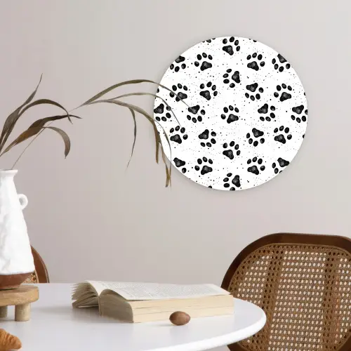 Paw - Pattern -Black Wandcirkel plexiglas klein 852 -sfeer4