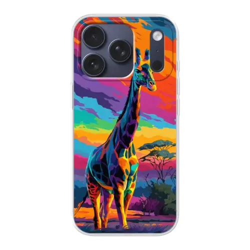 Giraffe - Savanna - Lucht - Gekleurd Telefoonhoesje iPhone 17 Pro klein -3d
