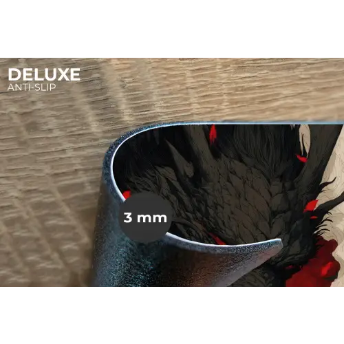 Krijger - Draak - Zwart - Rood - Rook Placemat vinyl groot -closeup