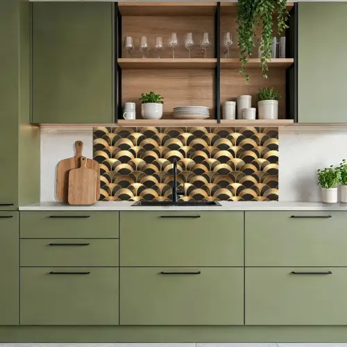 Schubben - Structuur - Goud keuken achterwand 2 middel 871 -sfeer3