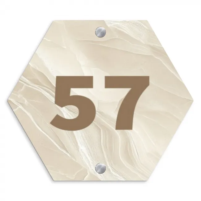 Naambordje voordeur - Hexagon - Vierkant - Beige - Marmer - Traditioneel