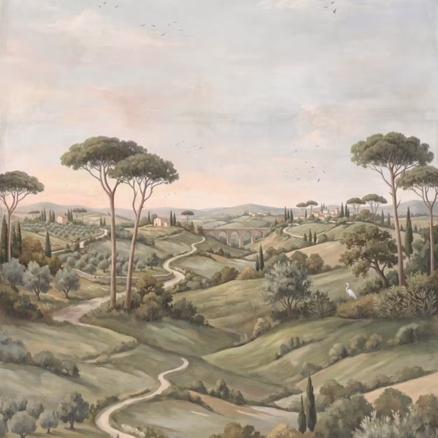 Behang - Landschap - Heuvels - Zandpad - Groen