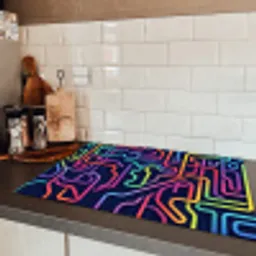 Retro - Abstract - Neon Inductie beschermer vinyl 3mm klein -sfeer3