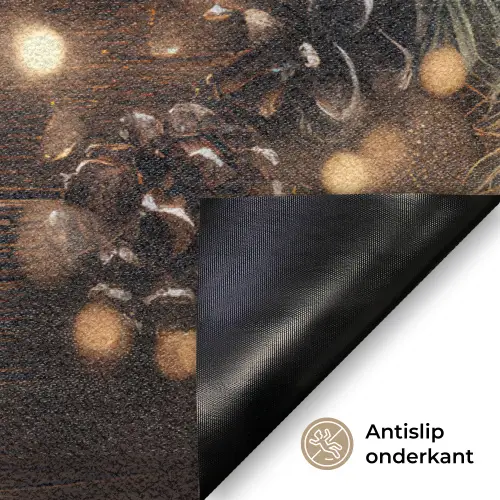 Kersthoekdecoratie - Dennenappels - Lichtjes Deurmat klein -antislip_NL