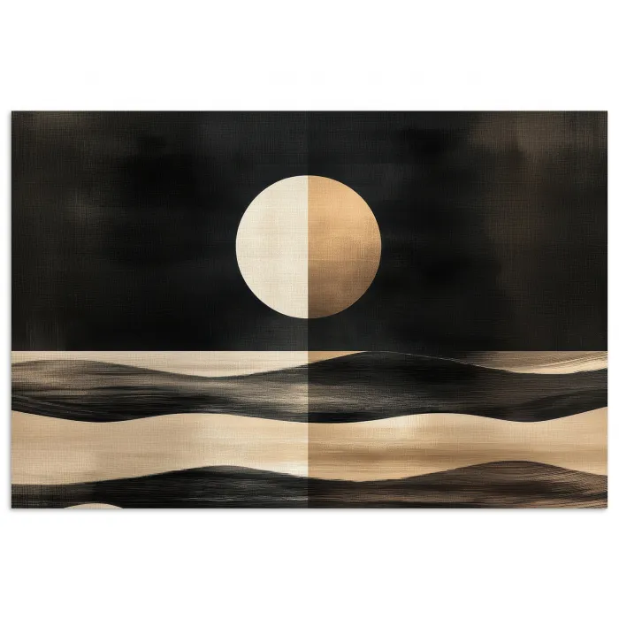 Maan - Cirkel - Goud poster papier klein -3d