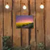 Bloemen - Weg - Lucht - Geel - Paars - Zonsondergang - Natuur tuinposter los doek klein -sfeer1