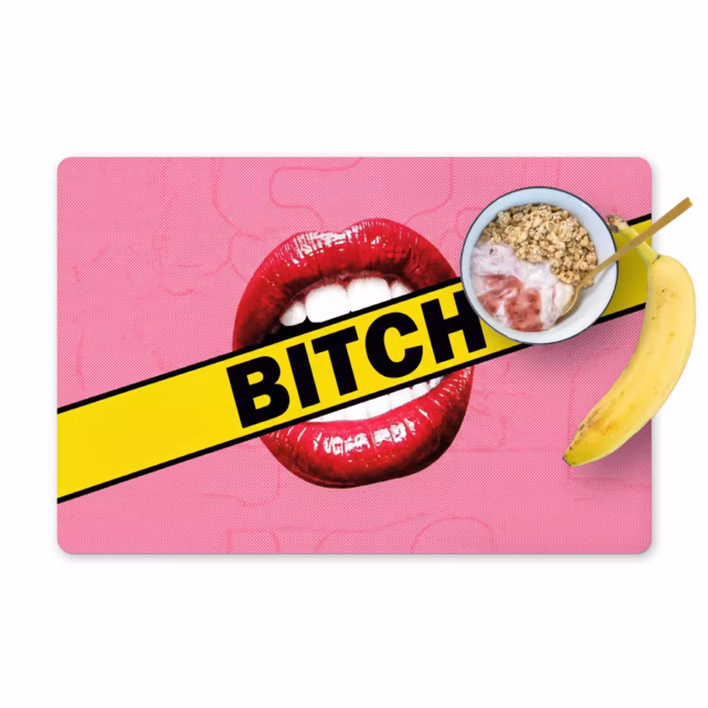 Lippen - Tekst - Kleurrijk Placemat vinyl groot -zzzproduct_Kitchenyeah-website