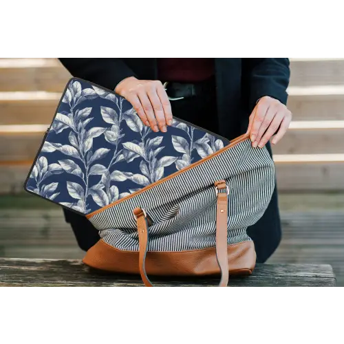 Botanisch - Patroon - Blauw laptophoes neopreen klein 279 -tas